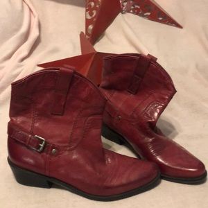 Red ankle boots